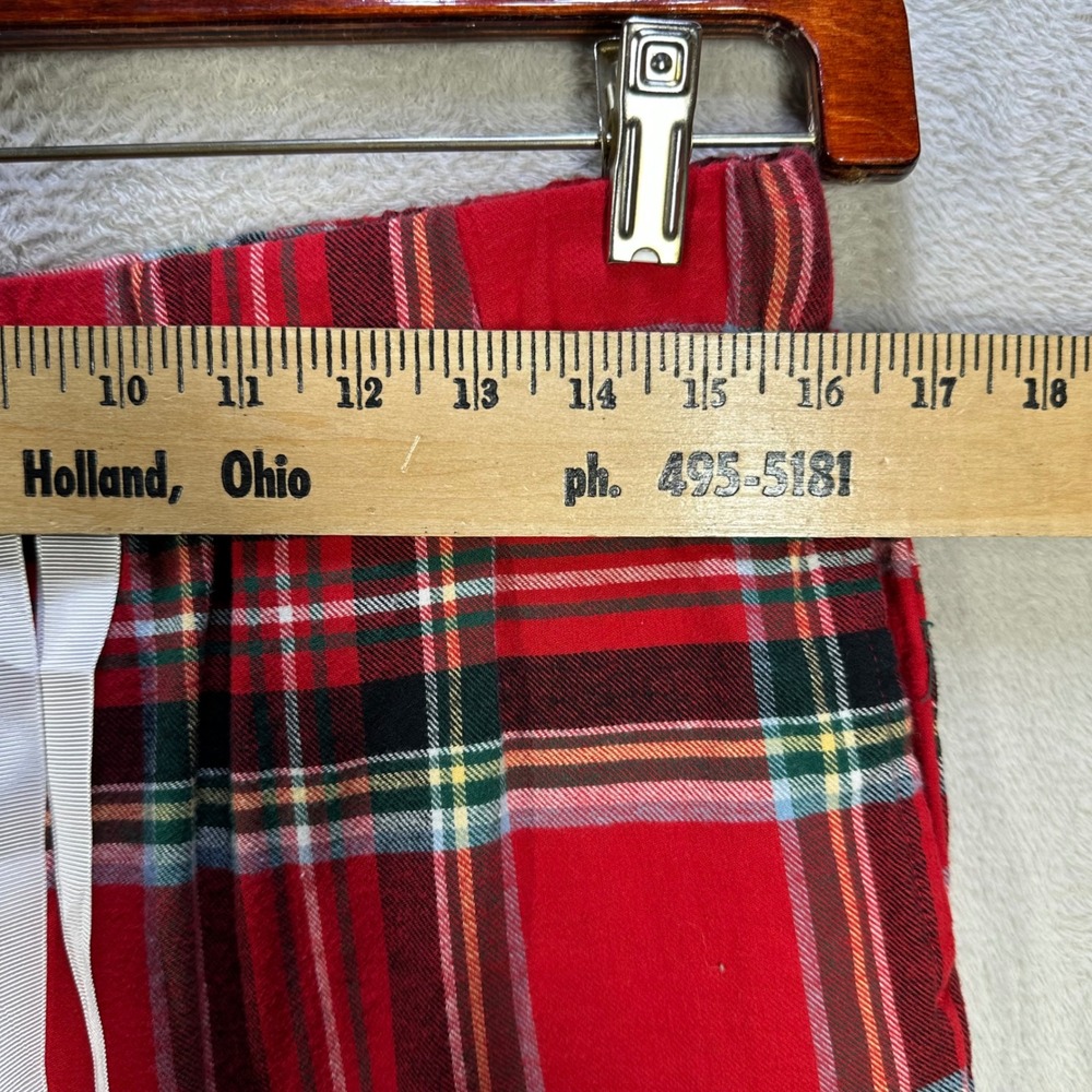 Lands End Pajama Set Womens Medium Red Plaid Flannel Cotton Holiday Sleepwear - Picture 3 of 9